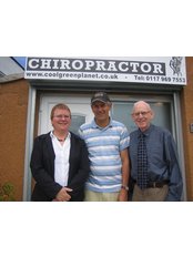 Chiropractor @ 83 Gloucester Road Patchway - Dr Leah, patient, and Eddie (Practice Mgr) 