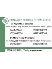 Gonzalez Partoza Dental Clinic - Room 203, ETG Building, Rizal Street, Poblacion, San Pedro, Laguna, 247 Maligaya St.United San Pedro Subdivision, San Pedro, Laguna, San Pedro, Laguna, 4023,  0