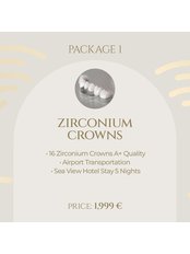Hollywood Smile (GOLD PLUS PACKAGE) - 16 Zirconium A+ Crowns + Hotel Stay! - Opulent Dental Care