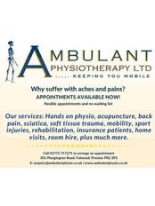 Ambulant Physiotherapy Limited - 301 Plungington Road, Fulwood, Preston, PR2 3PS,  0