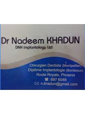 Dr Nadeem Khadun - DNK Implantology Company LTD - business card